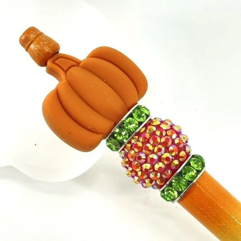 Pumpkin Halloween pen handmade NEW bling rhinestone glitter green orange white